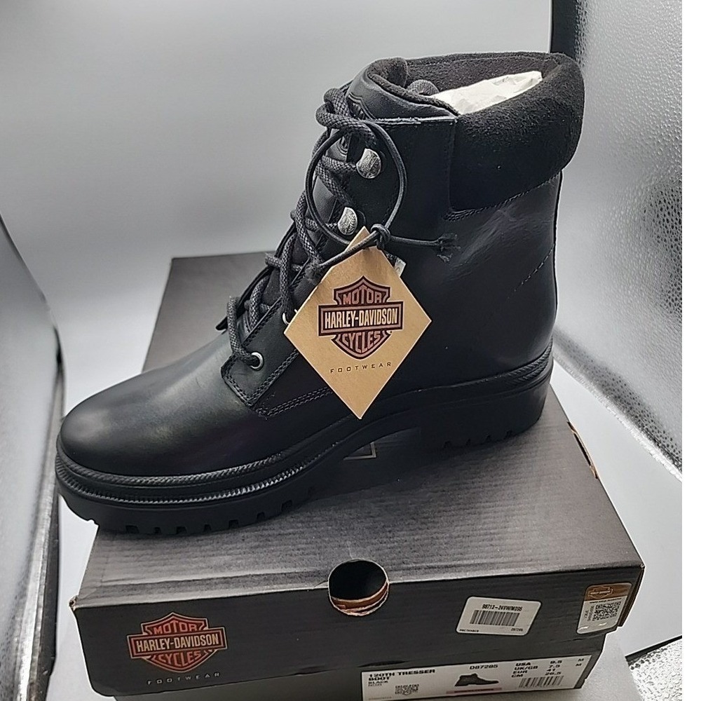 Harley Davidson 120TH Women's NEW Black Leather Riding Boots Size 9.5 - Picture 3 of 6